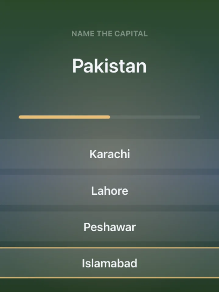 Capital Cities — a trivia game, captured from play