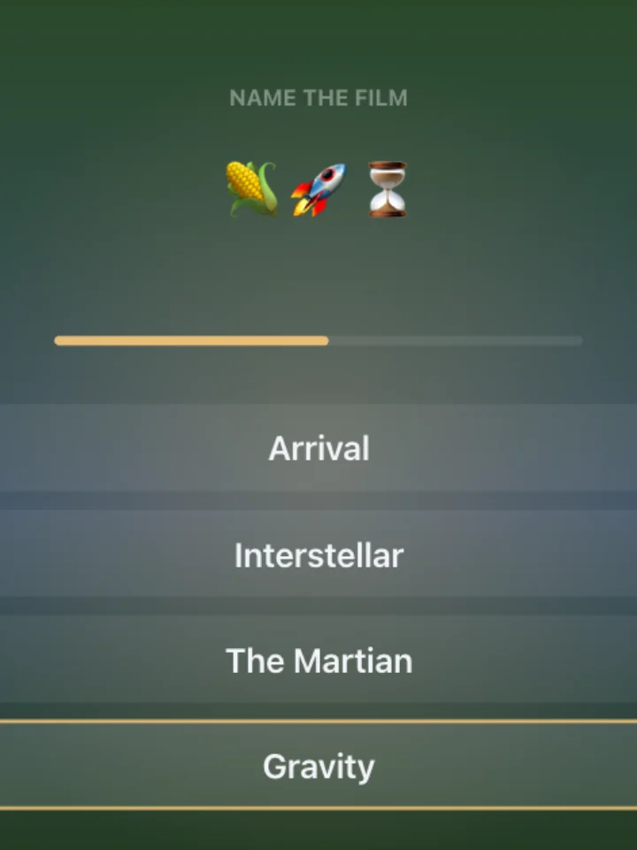 Emoji Movies — a trivia game, captured from play