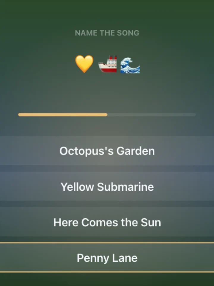 Emoji Songs — a trivia game, captured from play