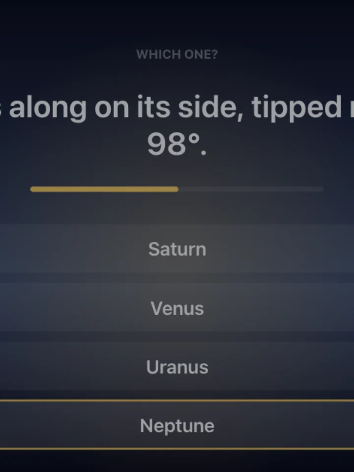 Space Facts — a trivia game, captured from play