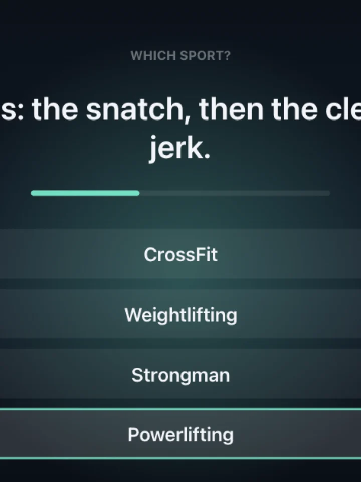 Which Sport? — a trivia game, captured from play